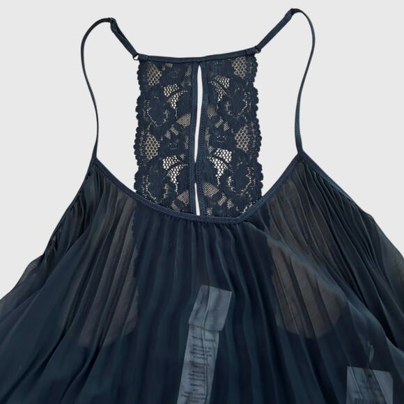 NWT Black Sheer Pleated Lace Babydoll Lingerie Top / Size Large - - Picture 5 of 5